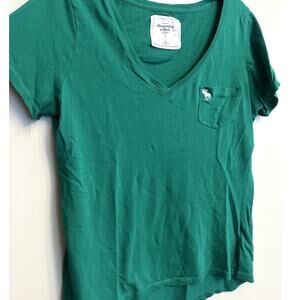 Abercrombie & Fitch Green V Neck Pocket Tee Short Sleeve Casual Top Size L
